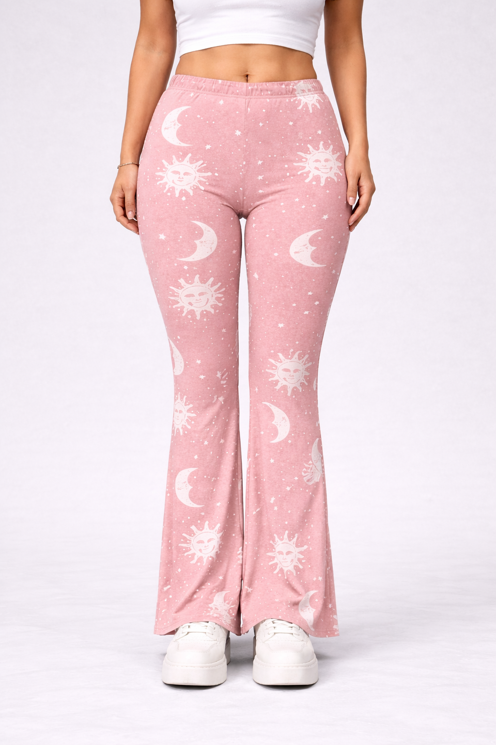 Universo | Pantalón de campana con estampado de luna y sol