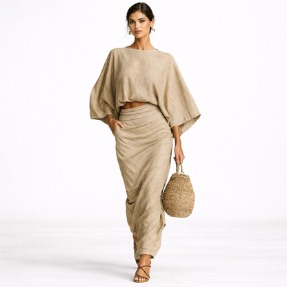 Paola · Conjunto de falda de manga larga